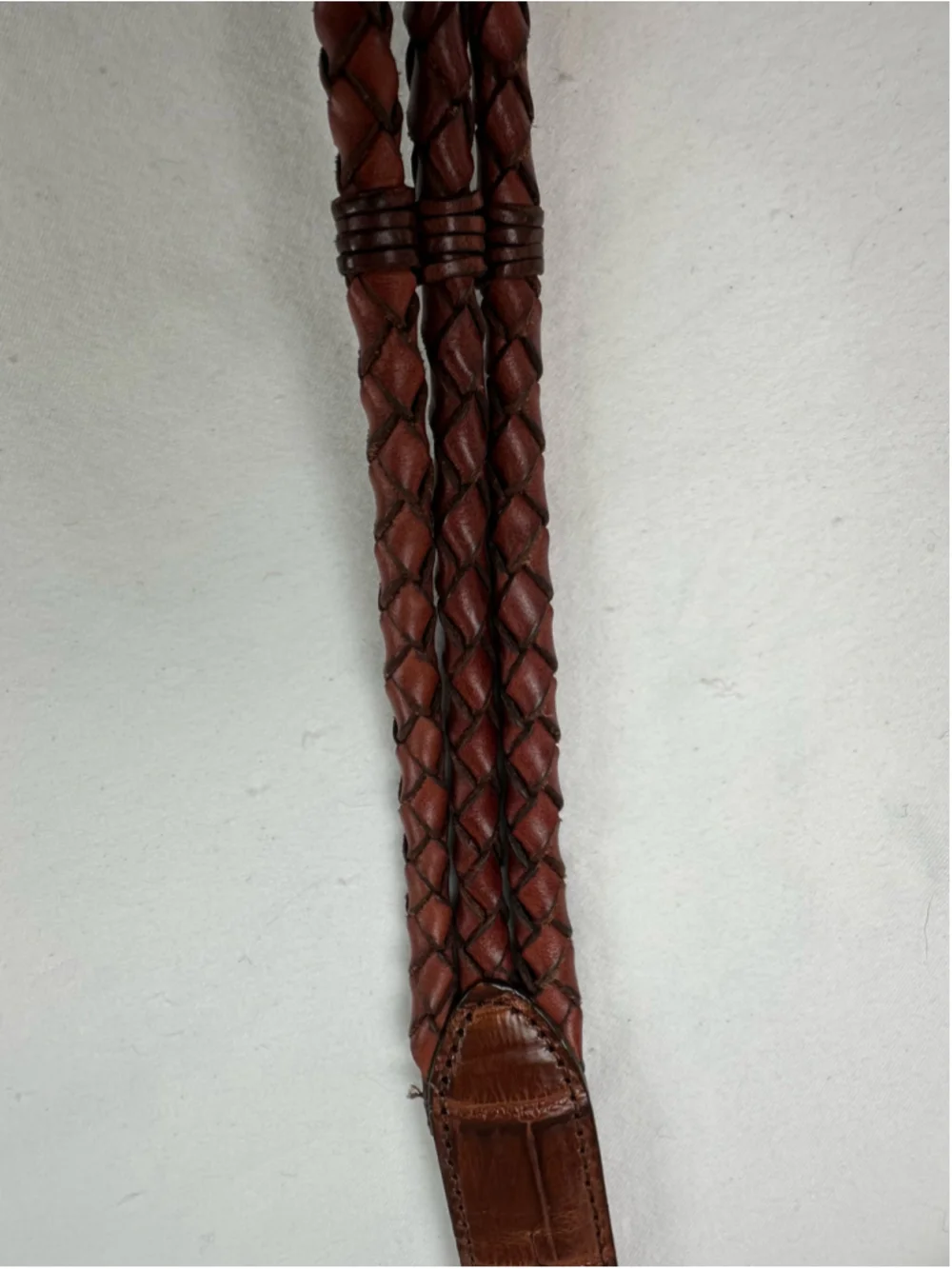 Vintage 1995 Brighton Brown Braided Leather Belt Medium 90607 Silver Hardware